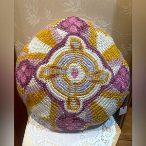 Anthropologie Jamea Woven Pink Geometric Pillow~Indoor/Outdoor